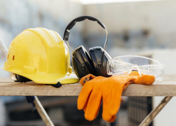 óculos de proteção de visão frontal com fones de ouvido de capacete